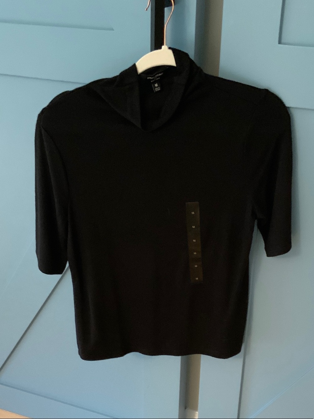 Banana Republic Black Short-Sleeve Mock Neck Top